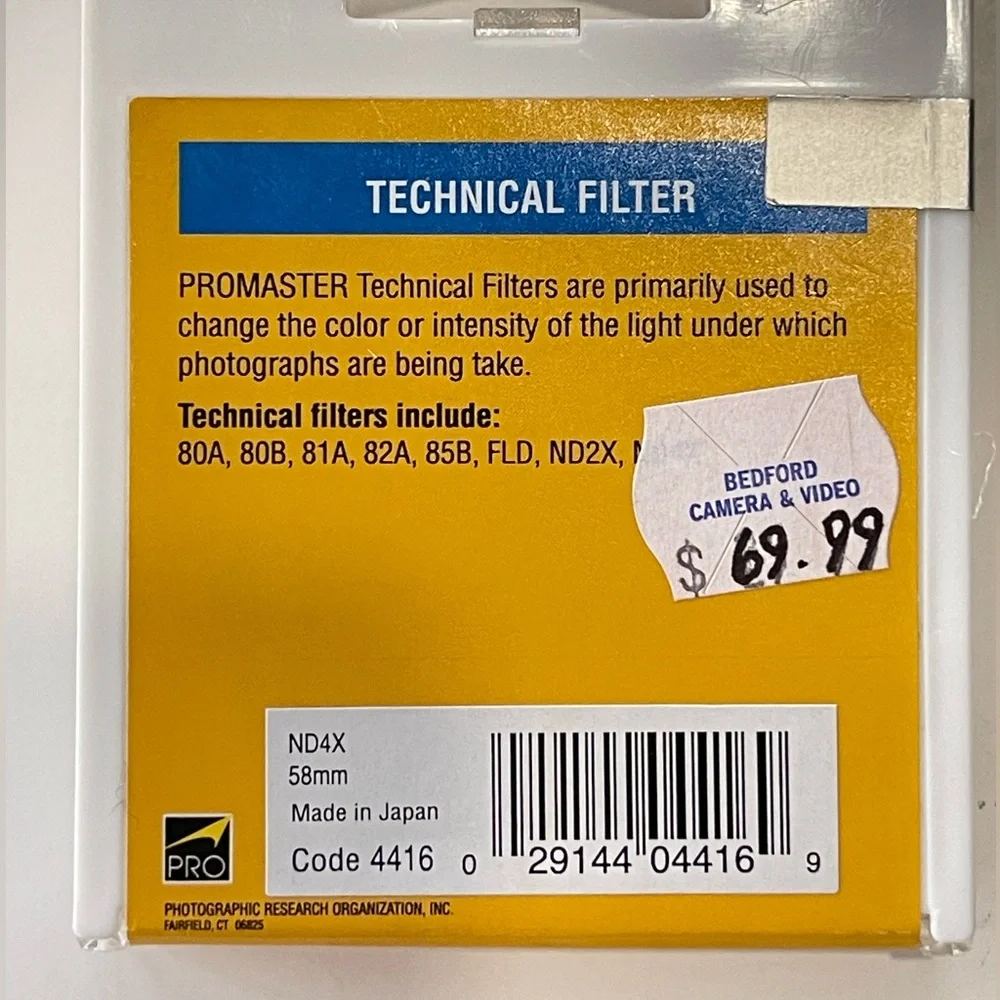 PROMASTER 58mm ND4 FILTER LENS